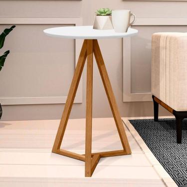 Imagem de Mesa de Canto Palmas Branco/Natural - Pnr Móveis