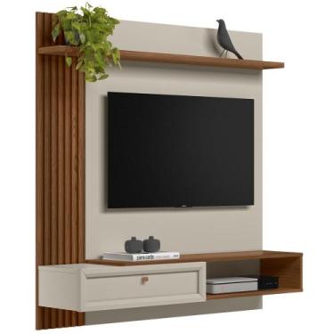 Imagem de Painel Para TV 55 Pol Com Bancada Suspensa Sollare L05 Freijó Off Whit