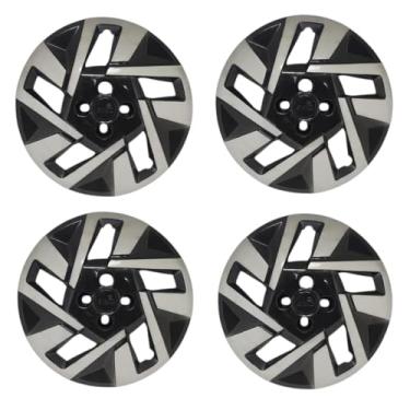 Imagem de Kit 4 Calota Esportiva Aro 15 Compatível c/Roda Ka Fiesta New Fiesta - Preto/Prata