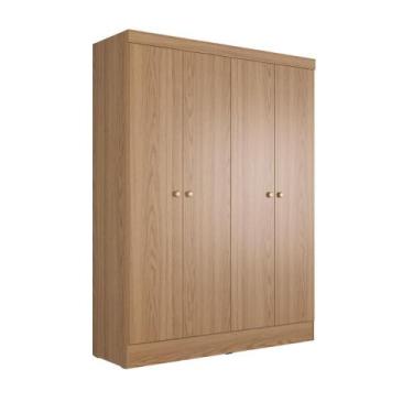 Imagem de Guarda-Roupa 4 Portas Renzo Casal 5 Nichos Quarto - Província, Carvalh