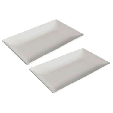 Imagem de Kit 2 Travessas Melamina Branca 35x22,5cm Wolff Cozinha Band