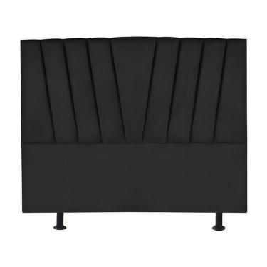 Imagem de Cabeceira Estofada Cama Casal Queen Size 160 Cm Malu Corino Preto