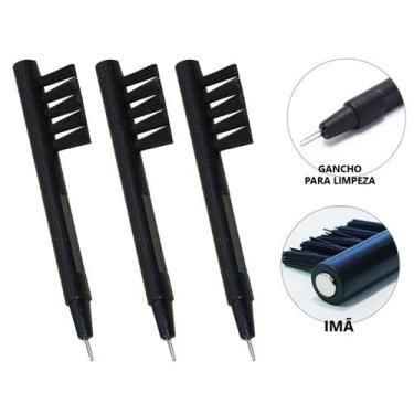 Imagem de 3 mini escovas escovinha para aparelho auditivo imã e gancho - TONY IM