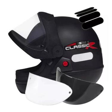 Imagem de Capacete San Marino Classic Preto Fosco 2 Viseiras Extra Adesivo, 60
