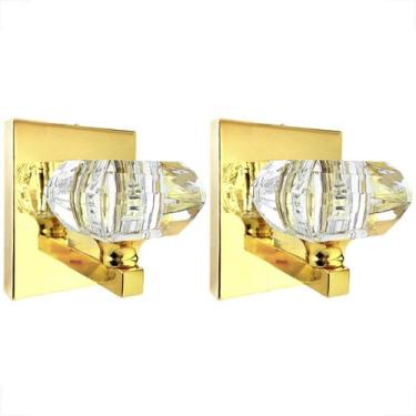 Imagem de Kit 2 Arandela Cristal Interna Dourado Brilhoso Cindy Sala - Acienda