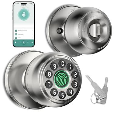 Imagem de HEI LIANG Fechadura de porta de impressão digital, maçaneta inteligente de entrada de impressão digital e teclado, fechadura biométrica controlada por aplicativo, entrada sem chave, quarto, escritório