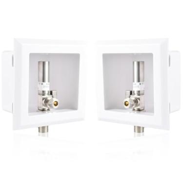 Imagem de (1 pacote) Caixa de tomada de lava-louças GUOFIS com esfera de 1/4 de volta, entrada de conexão de rosca MIP de 1/2 polegada com prendedor de martelo de água de aço inoxidável