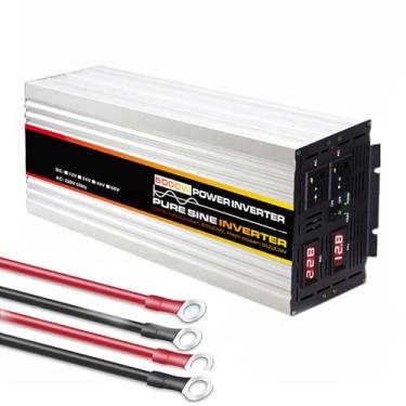 Imagem de Inversor de potência 5000watt pico puro onda senoidal inversor de carro 12v-60V DC a 110V 120V CA com tela LED, tomadas CA duplas para RV, sistema solar de emergência do sistema,12V TO 220V