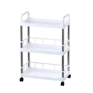 Imagem de Carrinho Organizador com Rodas 3 Prateleiras - Multiuso para Cozinha, Banheiro e Área de Serviço