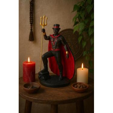 Imagem de Imagem Orixá Exú Tranca Rua Umbanda/candomblé Em Resina Proteção e For