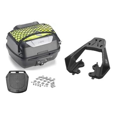 Imagem de Kit Baú 43L Monolock Adventure Givi E43nbr + Bagageiro Moto Honda Cg 2025 Em Diante Spto851 Scam