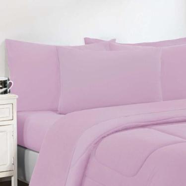 Imagem de Kit Edredom Malha 100% Algodão Gran Moratta 3 Peças Queen - Rosa Bebê-