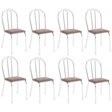 Imagem de Kit 8 Cadeiras Lisboa Cromada Para Cozinha Ou área Gourmet-assento Sin