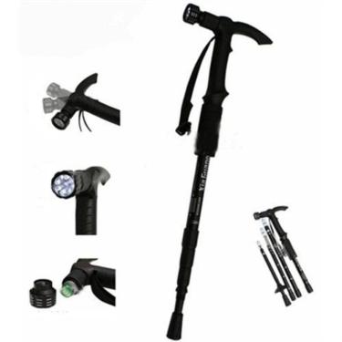 Imagem de Bengala Ajustável Led Bastão Lanterna Caminhada Cajado Retratil Alumínio Trilha Peregrinacao Multiuso