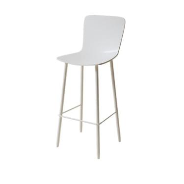 Imagem de Banco de bar de pub Cadeira de bar alta doméstica Pure White com encosto comercial para áreas externas e varanda