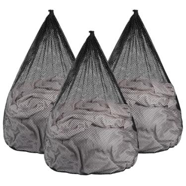 Imagem de 3 peças sacos de roupa de malha para máquina de lavar roupa jumbo para roupas delicadas, roupa de cama, brinquedos com fecho de cordão resistente (preto, jumbo 3 peças)