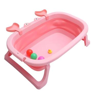 Imagem de Banheira para Bebê Infantil Retrátil Dobrável Modelo Caranguejo 28 Litros - 0 a 2 Anos de Idade (Rosa)