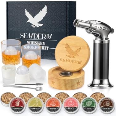 Imagem de Kit Ultimate Whisky Smoker Kit antiquado com tocha - 6 lascas de madeira sabor, 2 copos, 2 moldes de bola de gelo - Kit de defumador de coquetel presentes para homens, pais, amantes do kit de