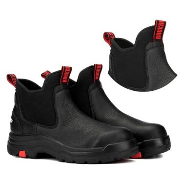 Imagem de ROCKROOSTER Bota Chelsea masculina, 15 cm, preta, macia, impermeável, EH, protetora, sem cadarço, botas de trabalho ASTM F2892 Safety AK303, Ak303, preto, bico macio, 6 Wide