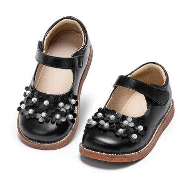 Imagem de Kolan Todder Sapato Oxford infantil Mary Jane sem cadarço uniforme escolar uniforme escolar, Ke09-preto, 10 Toddler