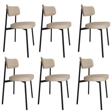 Imagem de Conjunto 6 Cadeiras de Jantar Alloa Corriente Est.Preta - Metalig