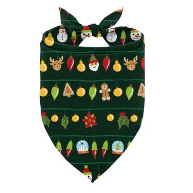 Imagem de Bandana de cachorro de Natal, faixa de luz de Natal com estampa de boneco de neve, Papai Noel, homem de gengibre, rena, cachecol triangular, ajustável, confortável, para cães pequenos e médios