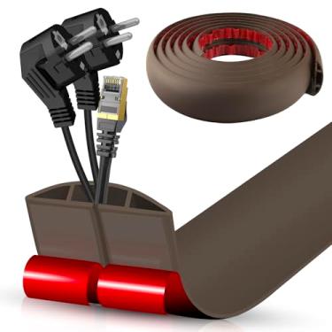 Imagem de Capa de cabo de piso, cabo autoadesivo, ocultador, para gerenciamento de cabos de piso, protetor de cabos elétricos de piso para escritórios, academia, exposições (marrom café, 6 cm x 25 cm)