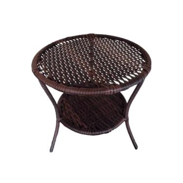 Imagem de Mesa De Centro Em Junco Sintético Fibra Vime Mesinha Retrô De Canto Mesa De Varanda Sacada