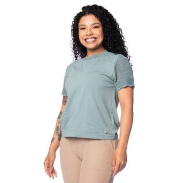 Imagem de Blusa Feminina Biamar Algodão Mangas Vazadas Verde, Verde, M