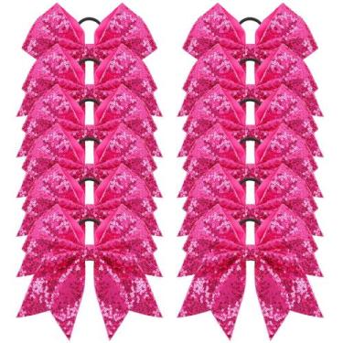 Imagem de Suporte de rabo de cavalo Cheer Hair Bows, faixa elástica para meninas