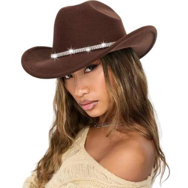 Imagem de Chapéu de caubói Bawnhaw Felt Fedora Vintage Rodeo Outback Brown