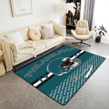 Imagem de Feelyou Tapete de área de futebol Filadélfia, 7,5 x 12,5 cm, tapete para sala de estar, para crianças, meninos, meninas, quarto, futebol, cidade, decoração com suporte antiderrapante, para jogos