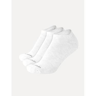 Imagem de Meia Calvin Klein Invisível CK Branca Kit 3 Pares, UN