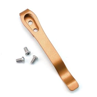 Imagem de Clipes de faca de bolso de transporte profundo premium, peças de reparo universais de aço inoxidável para canivetes de bolso dobráveis, inclui 3 peças de parafusos de ferramentas DIY (cobre)