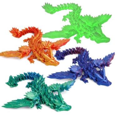 Imagem de Dragão impresso em 3D KERIDAZPLY Flying Dragon com asas, 4 unidades