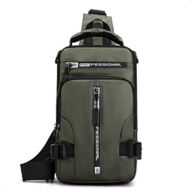 Imagem de Mochila Bolsa Ombro á Prova D'água Sling Crossbody Bag com 1 Cabo USB e Entrada Masculina Meninos Casual Passeio (Verde)
