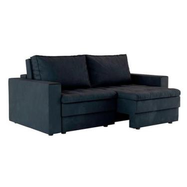 Imagem de Sofá 3 Lugares Retrátil Berna Suede Preto 210 cm - Mobly