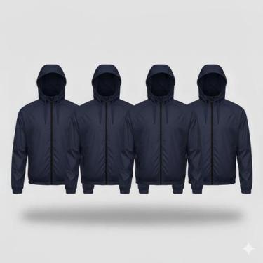 Imagem de Kit 4 Corta Vento Impermeável Liso Sem Estampa Masculino Com Forro e C