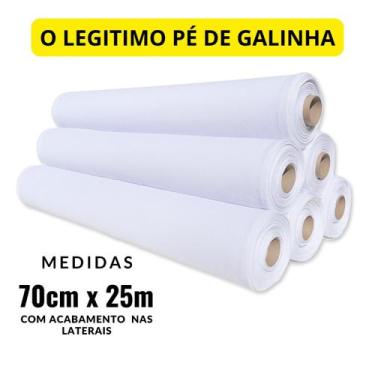 Imagem de Pano Pé de Galinha Alvejado Rolo 25m x 70cm Tecido Alvejado  Alta Qual