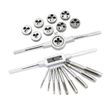 Imagem de Kit Jogo De Tarracha Femea E Macho Pente Abre Rosca Fina 20 Pecas Cossinete Manual Com Maleta Blister Profissional