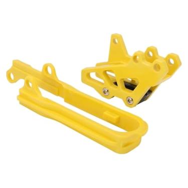 Imagem de Guia de proteção de corrente de plástico ABS para motocicleta + controle deslizante de corrente de braço oscilante compatível com DRZ400 DRZ400E DRZ400S DRZ 400 400E 400S 2000-2017 (conjunto amarelo)
