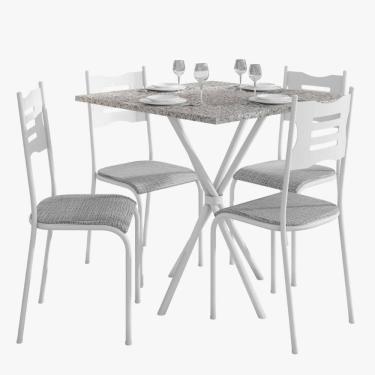 Imagem de Kit Mesa Diamante 542 Sala de Jantar 4 Cadeiras Pés Tubular