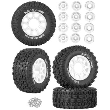 Imagem de RCHuiWow 12mm/14mm/17mm Hex RC Tires for 1/10 RC Scale Truck Slash 2WD 4×4 Senton Axia1 L0S1 Red cat Rc 4wd,1/10 Short Course Truck Tires w/Foam Inserts,4PCS,White