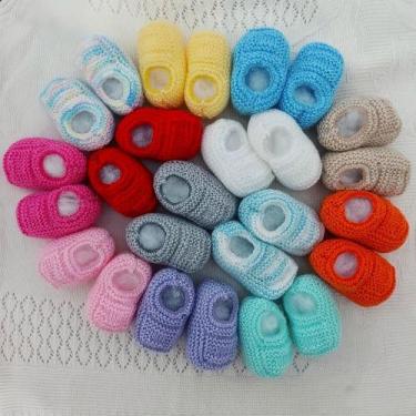 Imagem de Combo 13 Sapatinhos de Bebê de Tricô Cores Diversas - 0 a 3 meses - Lo