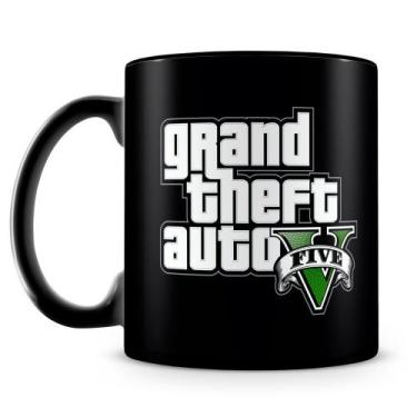 Imagem de Caneca Personalizada Gta 5 - Porcelana 100% Preta - 325ml - Amo Caneca