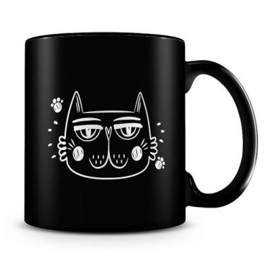 Imagem de Caneca de Porcelana Trabalho Duro Pelo Meu Gato - 100% Preta - Amo Can