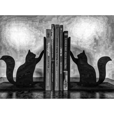 Imagem de Suporte Premium Preto Aparador Livros Design Gato Organize