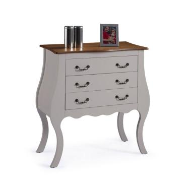 Imagem de Cômoda Bombê com 3 Gavetas 1023 Linz Móveis - Off White/Imbuia Glazer