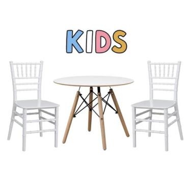 Imagem de Conjunto Mesa Eames 60cm + 2 Cadeiras Tiffany Infantil Espaço Kids Qua