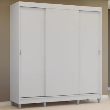 Imagem de Guarda-Roupa Casal com Pés 3 Portas de Correr Reno Madesa B, Branco
